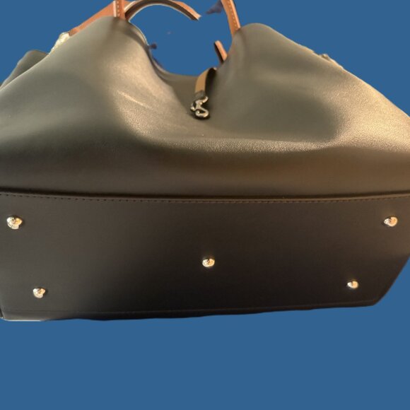 Dooney & Bourke Black Leather Shoulder/Handbag with Gold Trim NWT Dust Bag - Picture 6 of 12